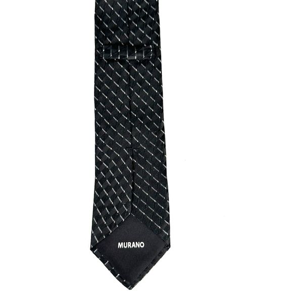 Murano Tie Made In The USA 100% Silk Black and White - Picture 9 of 11